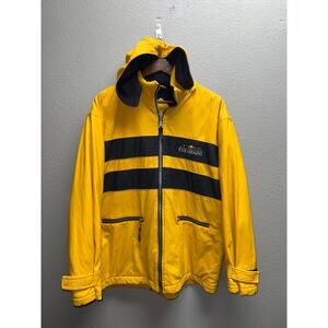 Vintage Colorado Jacket Black Yellow Full Zip Hooded Polyvinyl VTG Medium